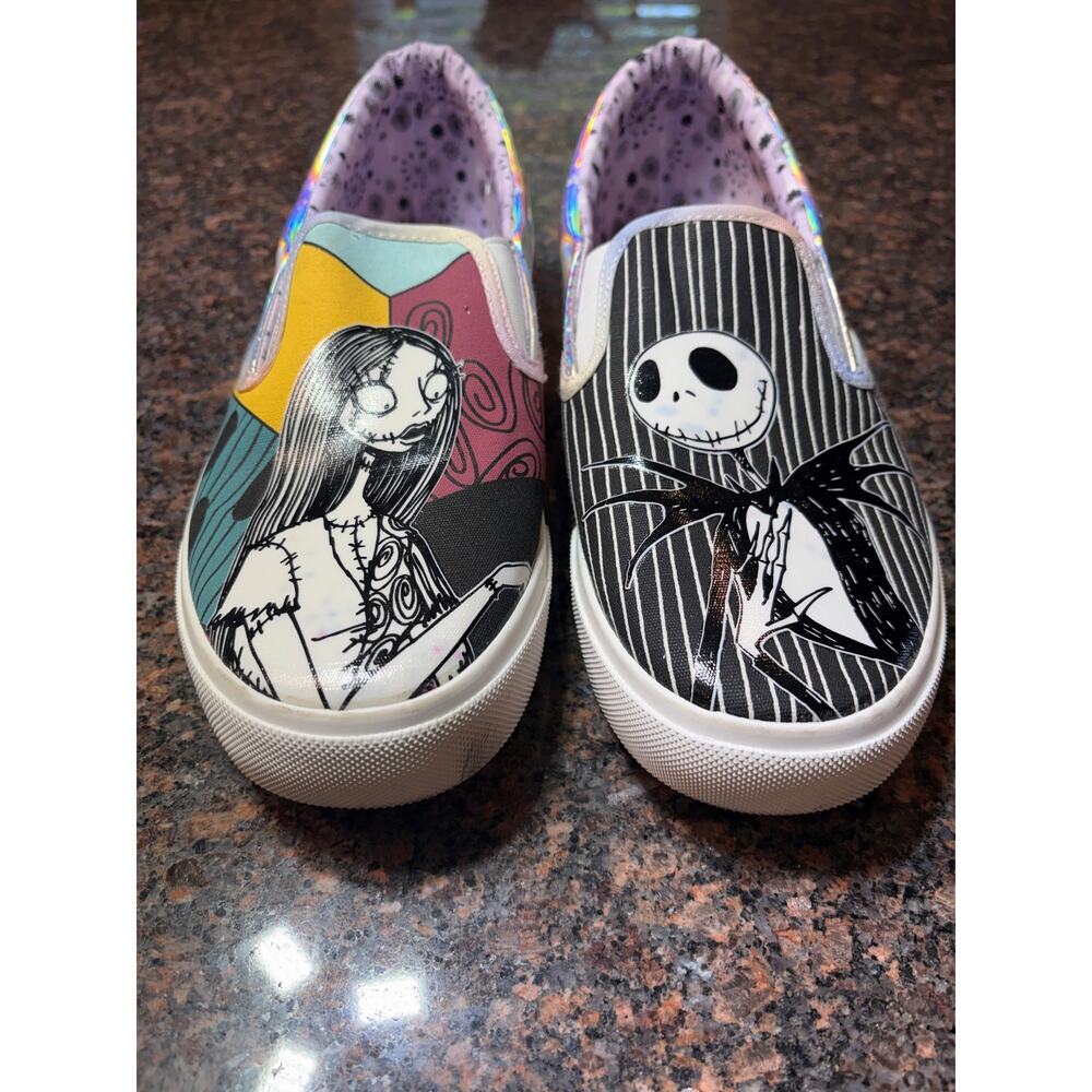 Disney The Nightmare Before Christmas Jack & Sally Slip On Sneakers Size 9.5 - Picture 11 of 13